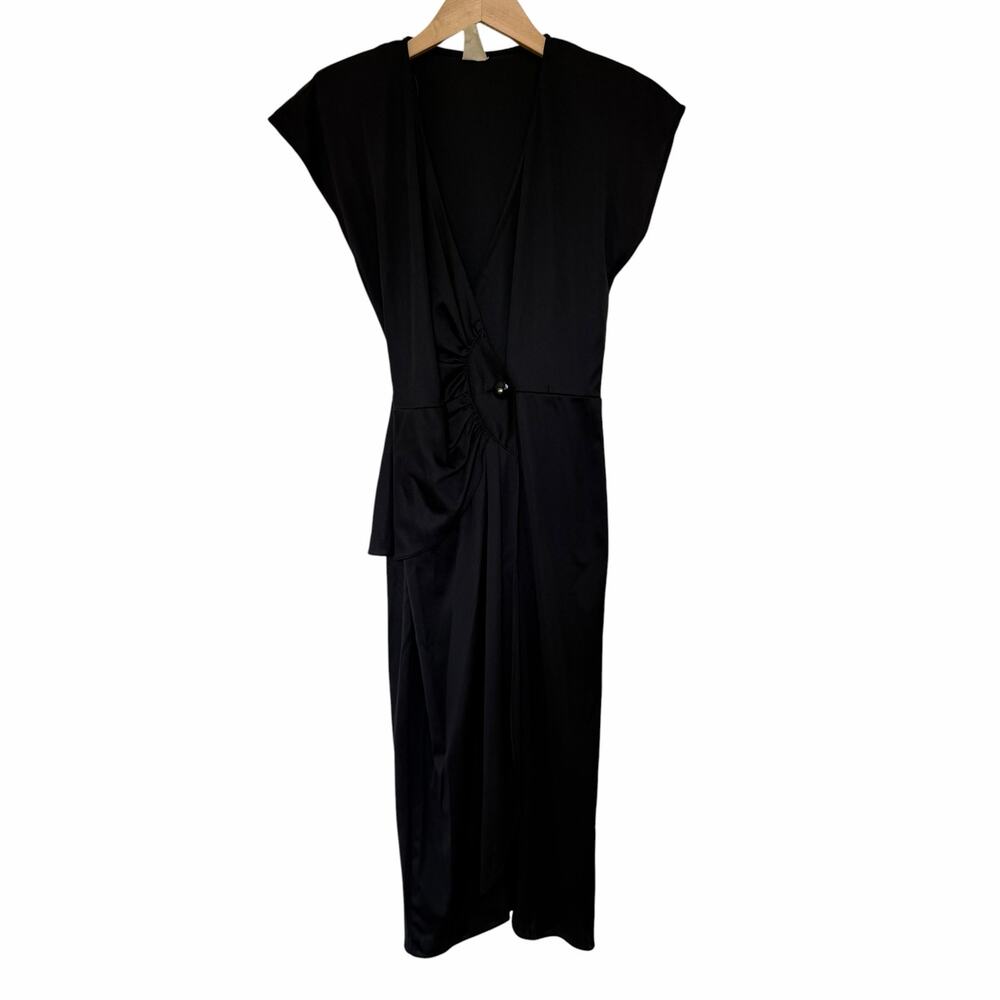Vintage 70s Black Twist Front Dress Sz 0-2